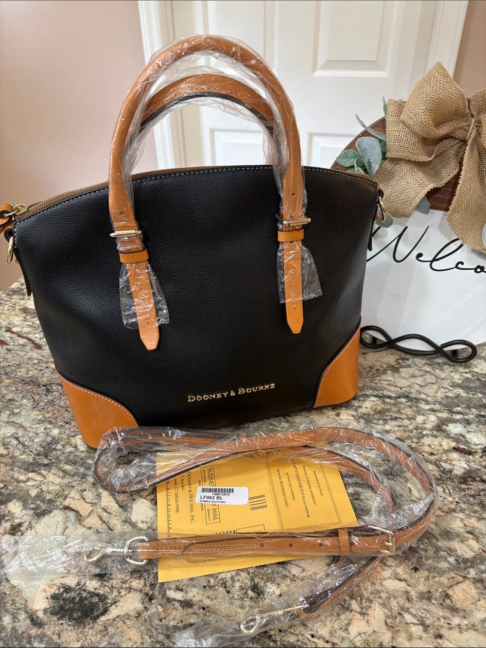 NWT Dooney & Bourke Claremont Black Leather Domed Satchel